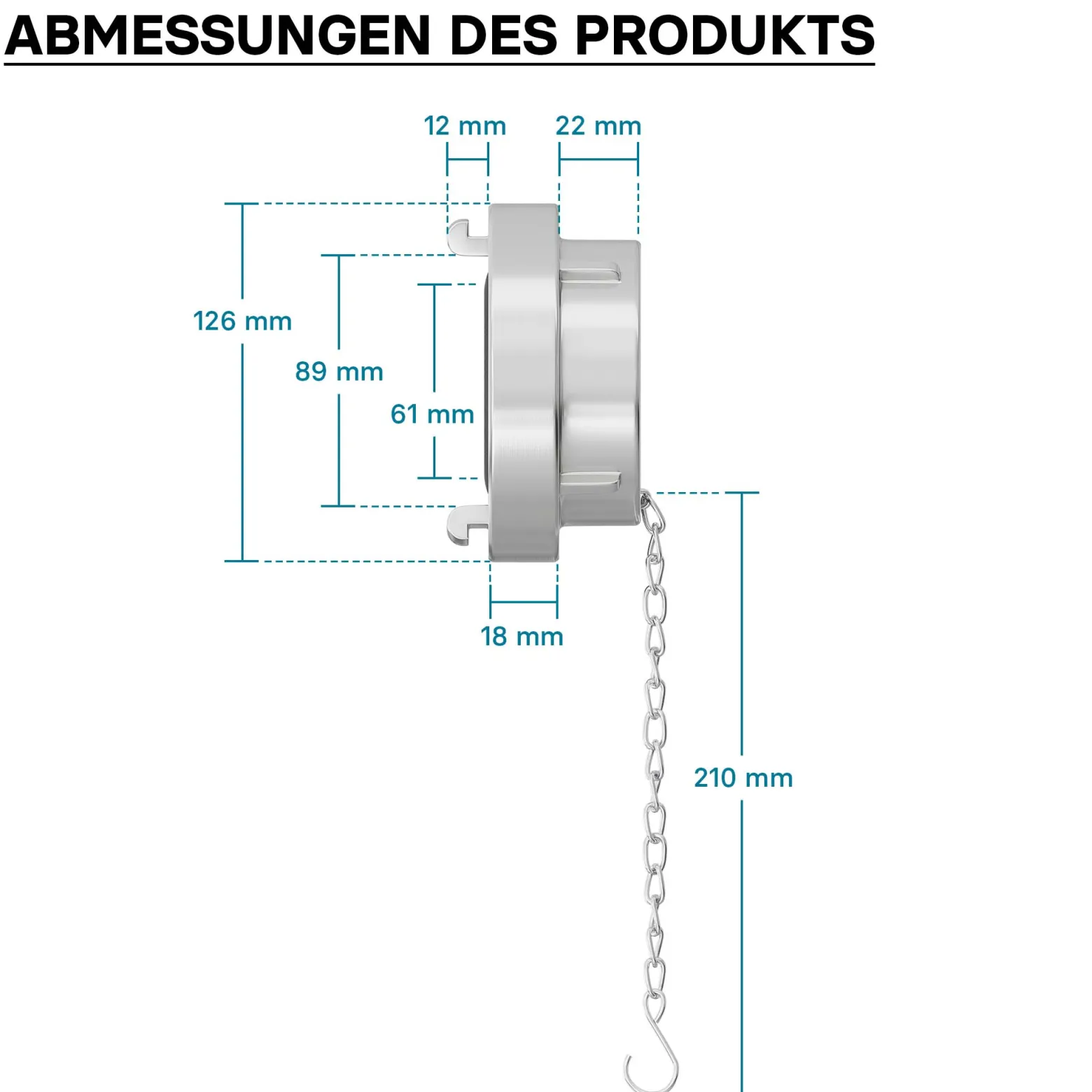 Wiltec Storz Blindkupplung B 75mm 3" mit Kette aus Aluminium zum temporären Verschließen von Storzabgängen