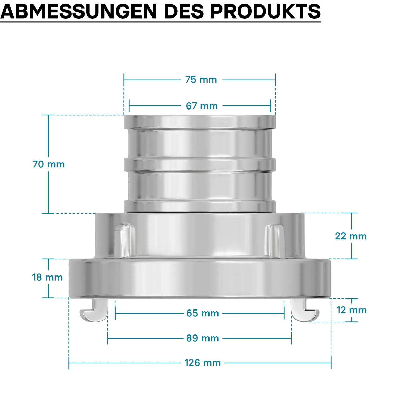 Wiltec Storz Kupplung B 75mm Druckkupplung mit langem Stutzen Schlauchkupplung aus Aluminium