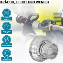 Wiltec Storz Kupplung B 75mm Druckkupplung mit langem Stutzen Schlauchkupplung aus Aluminium