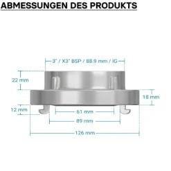 Wiltec Storz Kupplung B 89mm Festkupplung 75-B mit Innengewinde 3