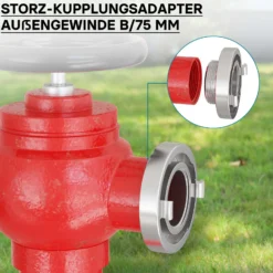 Wiltec Storz Kupplung B 75mm Festkupplung mit Außengewinde 3" 87,45mm aus Aluminium B Schlauchkupplung