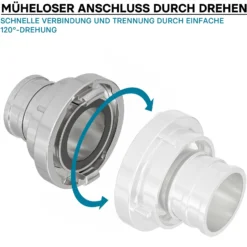 Wiltec Storz Kupplung C 52mm Druckkupplung mit langem Stutzen Schlauchkupplung aus Aluminium