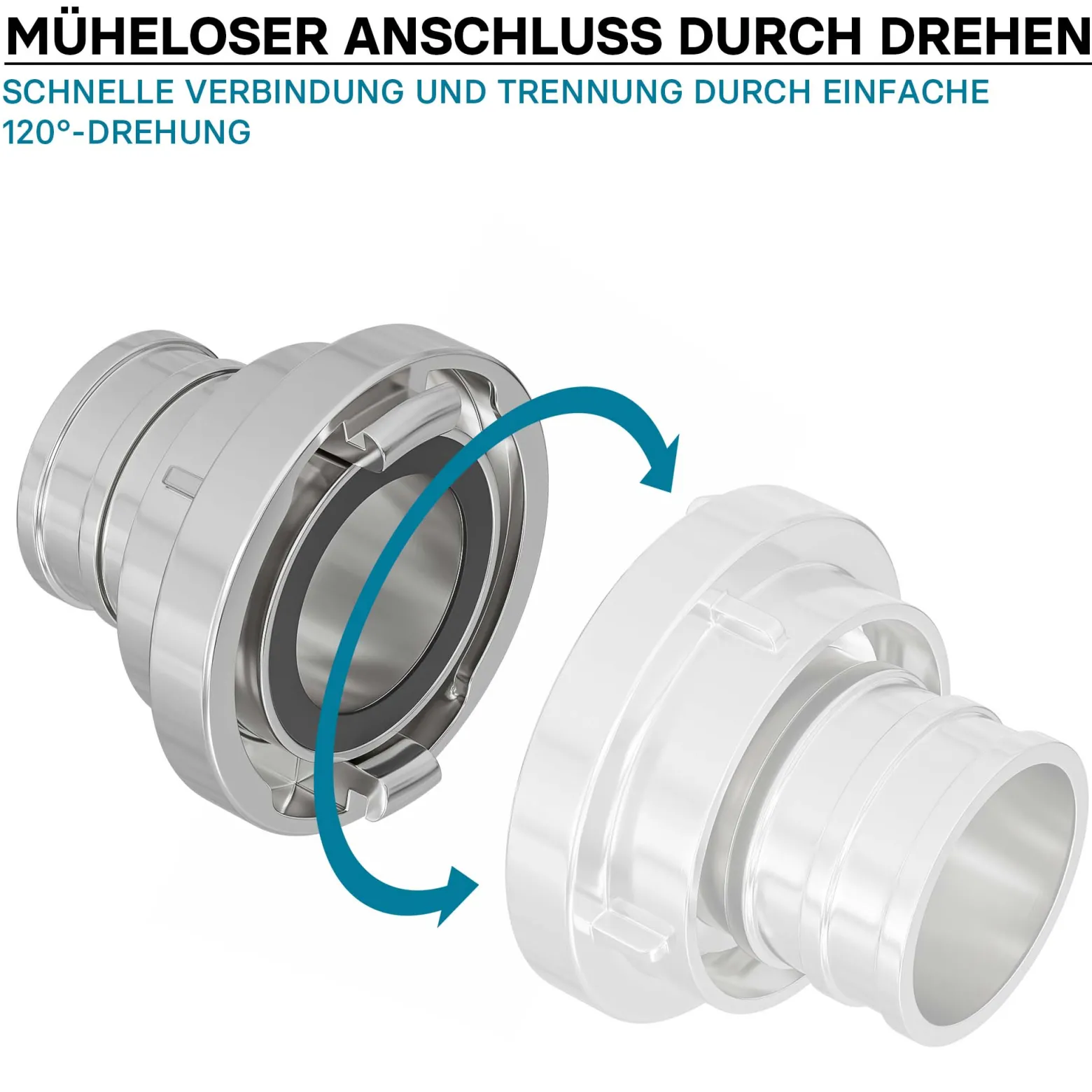 Wiltec Storz Kupplung C 52mm Druckkupplung mit langem Stutzen Schlauchkupplung aus Aluminium
