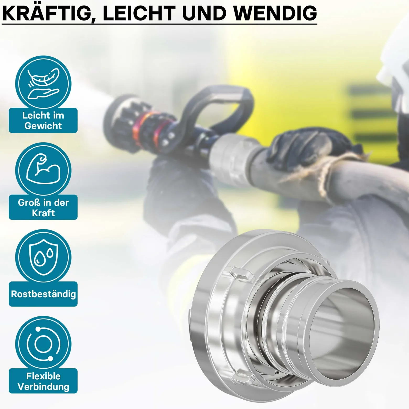 Wiltec Storz Kupplung C 52mm Druckkupplung mit langem Stutzen Schlauchkupplung aus Aluminium