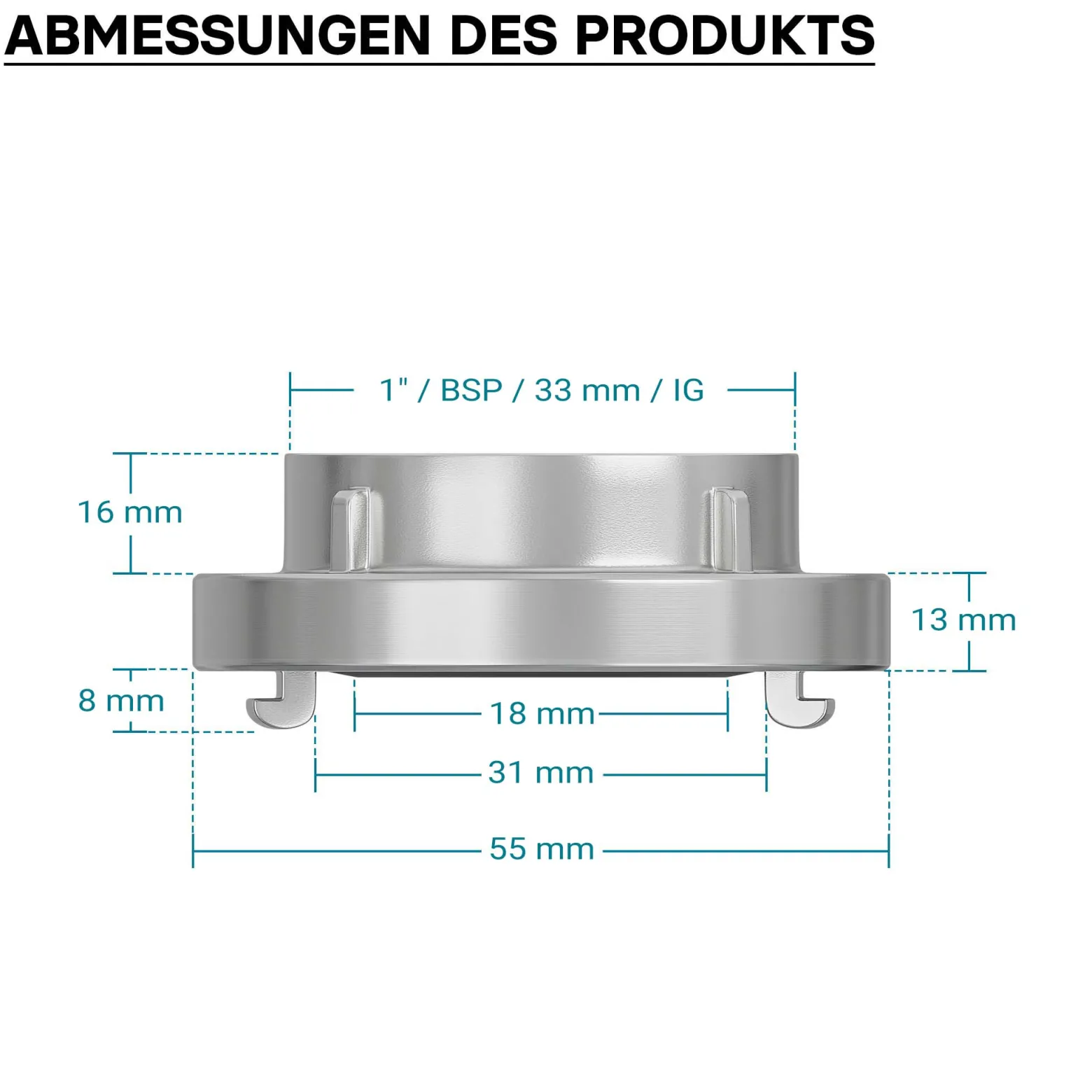 Wiltec Storz Kupplung D 25mm Festkupplung mit Innengewinde 1" 32,89mm aus Aluminium D Schlauchkupplung