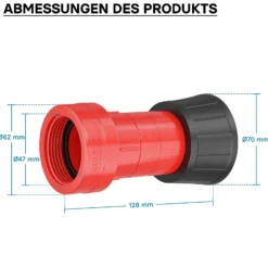 Wiltec Strahlrohrdüse für Kleinstrahlrohr Schlauchdüse 38,1mm (1,5") für Feuerwehr oder Garten