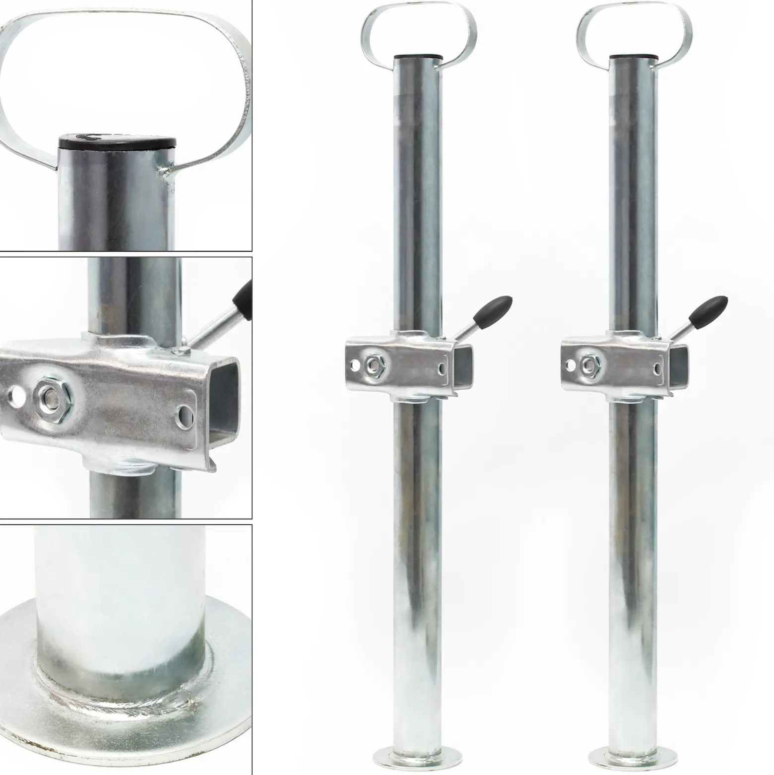 Wiltec Stützen für Anhänger 700 mm x ø 49 mm 2 Stück Anhängerstützen mit Klemmschellen Abstellstützen