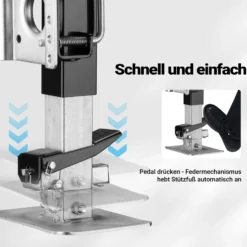 Wiltec Stützfuß 900 kg Kurbel oben mit Schwenkhalterung, höhenverstellbare Anhängerstütze mit Fußpedal, Abstellstütze für Wohnwagen und Anhänger, Wohnwagenstütze mit Sicherungsstift