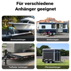 Wiltec Stützfuß 900 kg Kurbel oben mit Schwenkhalterung, höhenverstellbare Anhängerstütze mit Fußpedal, Abstellstütze für Wohnwagen und Anhänger, Wohnwagenstütze mit Sicherungsstift