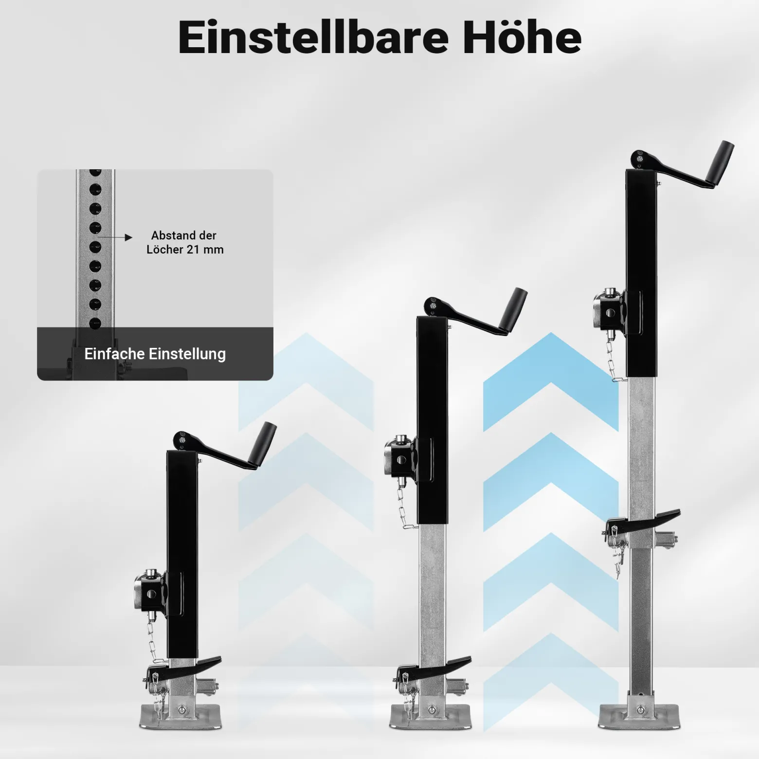 Wiltec Stützfuß 900 kg Kurbel oben mit Rohrhalterung, höhenverstellbare Anhängerstütze mit Fußpedal, Abstellstütze für Wohnwagen und Anhänger, Wohnwagenstütze mit Sicherungsstift