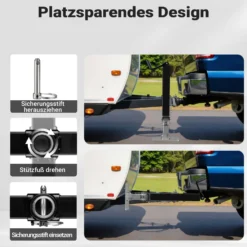 Wiltec Stützfuß 900 kg Kurbel oben mit Rohrhalterung, höhenverstellbare Anhängerstütze mit Fußpedal, Abstellstütze für Wohnwagen und Anhänger, Wohnwagenstütze mit Sicherungsstift