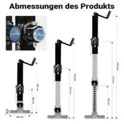 Wiltec Stützfuß 900 kg Kurbel oben mit Rohrhalterung, höhenverstellbare Anhängerstütze mit Fußpedal, Abstellstütze für Wohnwagen und Anhänger, Wohnwagenstütze mit Sicherungsstift