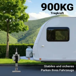 Wiltec Stützfuß 900 kg Kurbel seitlich mit Schwenkhalterung, höhenverstellbare Anhängerstütze mit Fußpedal, Abstellstütze für Wohnwagen und Anhänger, Wohnwagenstütze mit Sicherungsstift
