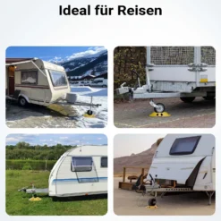 Wiltec Stützradunterlage rund 305 mm bis 1995 kg, HDPE Stützrad Halterung für Stützrad bis Ø 150 mm, Unterlegkeil Stützrad für Anhänger u. Wohnwagen