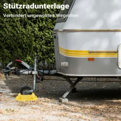 Wiltec Stützradunterlage rund 236 mm bis 900 kg, HDPE Stützrad Halterung für Stützrad bis Ø 160 mm, Unterlegkeil Stützrad für Anhänger u. Wohnwagen
