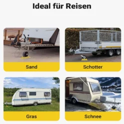 Wiltec Stützradunterlage rund 236 mm bis 900 kg, HDPE Stützrad Halterung für Stützrad bis Ø 160 mm, Unterlegkeil Stützrad für Anhänger u. Wohnwagen