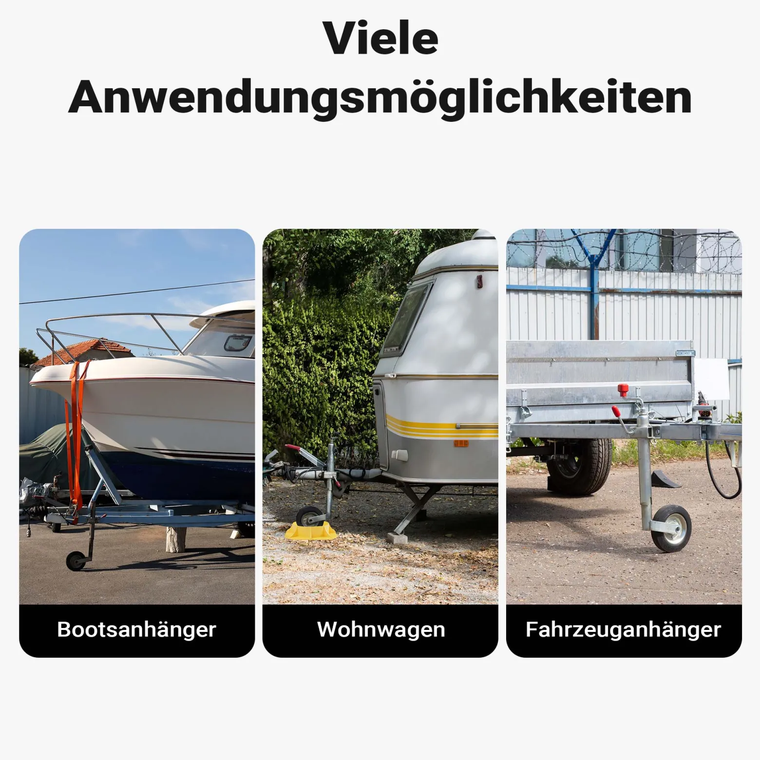 Wiltec Stützradunterlage rund 236 mm bis 900 kg, HDPE Stützrad Halterung für Stützrad bis Ø 160 mm, Unterlegkeil Stützrad für Anhänger u. Wohnwagen