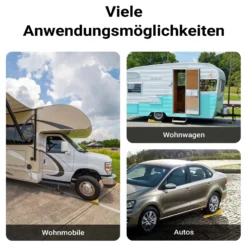 Wiltec Stufenkeile Paar mit 3 Höhenstufen 40/70/100 mm, Auffahrkeile 2er-Set mit 3 t Traglast, Ausgleichskeile für Wohnwagen, Wohnmobil, Camper usw.