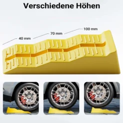 Wiltec Stufenkeile Paar mit 3 Höhenstufen 40/70/100 mm, Auffahrkeile 2er-Set mit 3 t Traglast, Ausgleichskeile für Wohnwagen, Wohnmobil, Camper usw.
