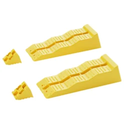 Wiltec Stufenkeile Paar 40/70/100 mm mit Stopper, Auffahrkeile 2er-Set mit 3 t Traglast, Ausgleichskeile für Wohnwagen, Wohnmobil, Camper usw.
