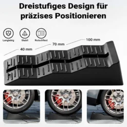 Wiltec Stufenkeile Paar 40/70/100 mm 5 t, Auffahrkeile 2er-Set mit 3 Höhenstufen, Ausgleichskeile für Wohnwagen, Wohnmobil, Camper