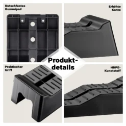 Wiltec Stufenkeile Paar 40/70/100 mm 5 t, Auffahrkeile 2er-Set mit 3 Höhenstufen, Ausgleichskeile für Wohnwagen, Wohnmobil, Camper