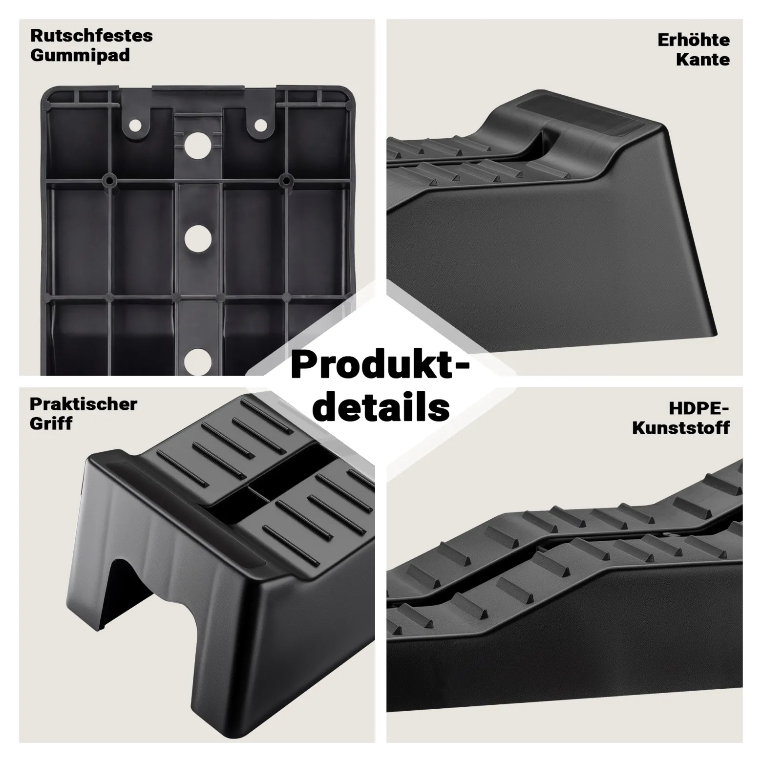 Wiltec Stufenkeile Paar 40/70/100 mm 5 t, Auffahrkeile 2er-Set mit 3 Höhenstufen, Ausgleichskeile für Wohnwagen, Wohnmobil, Camper