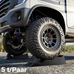 Wiltec Stufenkeile Paar 40/70/100 mm 5 t mit Stopper, Auffahrkeile 2er-Set mit 3 Höhen, Ausgleichskeile für Wohnwagen, Wohnmobil, Camper