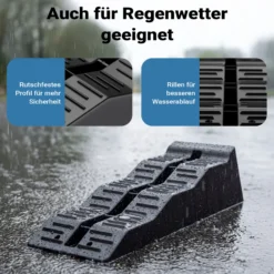 Wiltec Stufenkeile Paar 40/70/100 mm 5 t mit Stopper, Auffahrkeile 2er-Set mit 3 Höhen, Ausgleichskeile für Wohnwagen, Wohnmobil, Camper