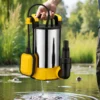 Wiltec Tauchpumpe mit Schwimmer Edelstahl 550 W, flachabsaugende Pumpe bis 1 mm, Tiefbrunnenpumpe bis 7 m Tiefe & 7 m Förderhöhe, Flachsaugerpumpe für Klarwasser