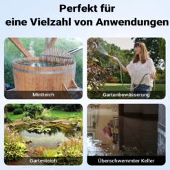 Wiltec Tauchpumpe mit Schwimmerschalter 850 W, Tiefbrunnenpumpe bis 7 m Tiefe, Brunnenpumpe 20 m Förderhöhe, Wasserpumpe für Klarwasser