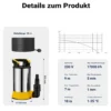 Wiltec Tauchpumpe mit Schwimmer Edelstahl 900 W, flachabsaugende Pumpe bis 1 mm, Tiefbrunnenpumpe bis 7 m Tiefe & 9 m Förderhöhe, Flachsaugerpumpe für Klarwasser