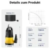 Wiltec Tauchpumpe mit Sensor 400 W, Tiefbrunnenpumpe mit 2 Modi, leistungsstarke Wasserpumpe 7300 l/h, Brunnenpumpe 7,5 m Förderhöhe & 7 m Tiefe