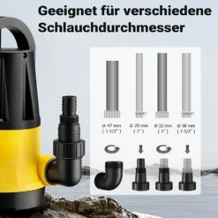 Wiltec Tauchpumpe mit Sensor 550 W, Tiefbrunnenpumpe mit 2 Modi, leistungsstarke Wasserpumpe 11500 l/h, Brunnenpumpe 8,5 m Förderhöhe & 7 m Tiefe