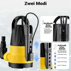 Wiltec Tauchpumpe mit Sensor 900 W, Tiefbrunnenpumpe mit 2 Modi, leistungsstarke Wasserpumpe 15000 l/h, Brunnenpumpe 10 m Förderhöhe & 7 m Tiefe