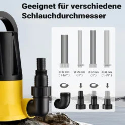 Wiltec Tauchpumpe mit Sensor 400 W, Tiefbrunnenpumpe mit 2 Modi, leistungsstarke Wasserpumpe 7300 l/h, Brunnenpumpe 7 m Förderhöhe & 7 m Tiefe