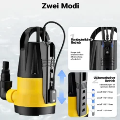 Wiltec Tauchpumpe mit Sensor 750 W, Tiefbrunnenpumpe mit 2 Modi, leistungsstarke Wasserpumpe 13000 l/h, Brunnenpumpe 9,5 m Förderhöhe & 7 m Tiefe