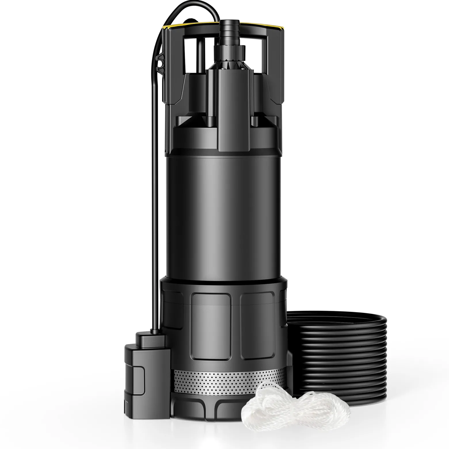 Wiltec Tauchpumpe mit Trockenlaufschutz und Schwimmerschalter 1200 W, Tiefbrunnenpumpe 6000 l/h, Wasserpumpe mit Schwimmer bis 7 m Tiefe & 40 m Förderhöhe
