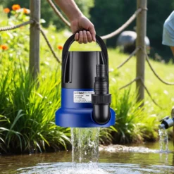 Wiltec Tauchpumpe 400 W, Schmutzwasserpumpe mit max. Fördermenge 7000 l/h, Pumpe zum Absaugen von Wasser max. Förderhöhe 7 m, Flachsaugpumpe für Keller