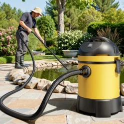 Wiltec Teichsauger 1400 W, 30 L Füllmenge, mit 2 Schläuchen, Poolsauger Schlammsauger Teichschlammsauger Nass Trocken Sauger mit Entleerungsautomatik