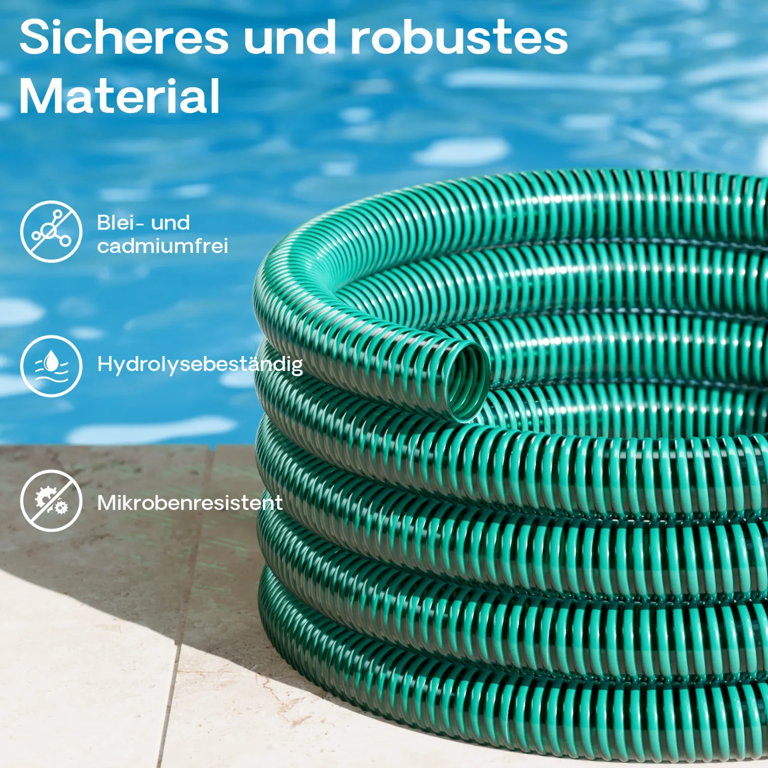 Wiltec Teichschlauch 5m, flexibel, 38mm (1 1/2") grün - Made in Europe, Saugschlauch Druckschlauch