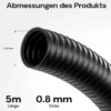 Wiltec Teichschlauch 5m Spiralschlauch 40mm (1 1/2") schwarz, lichtundurchlässig, extrem biegsam Saugschlauch Druckschlauch