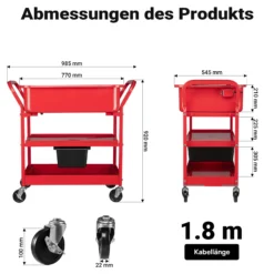 Wiltec Teilewaschgerät 75,7 l aus Stahl, Teilereiniger mit Pumpe, Teilewaschbecken mit Ablage, Teilewäscher rollbar für Werkstatt, Garage
