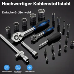 Wiltec 108-teiliger Steckschlüsselsatz Ratschenkasten mit 1/2