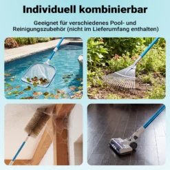 Wiltec Teleskopstange zur Poolreinigung ausfahrbar 120-360 cm Teleskopstiel passend für Bodenbürsten & Kescher