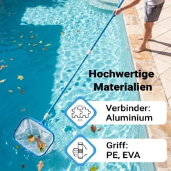 Wiltec Teleskopstange zur Poolreinigung ausfahrbar 120-360 cm Teleskopstiel passend für Bodenbürsten & Kescher