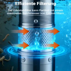 Wiltec 4" Tiefbrunnenpumpe 550 W, Wasserpumpe mit Fördermenge 6000 l/h, Tauchpumpe mit Eintauchtiefe max. 20 m und Förderhöhe max. 59 m