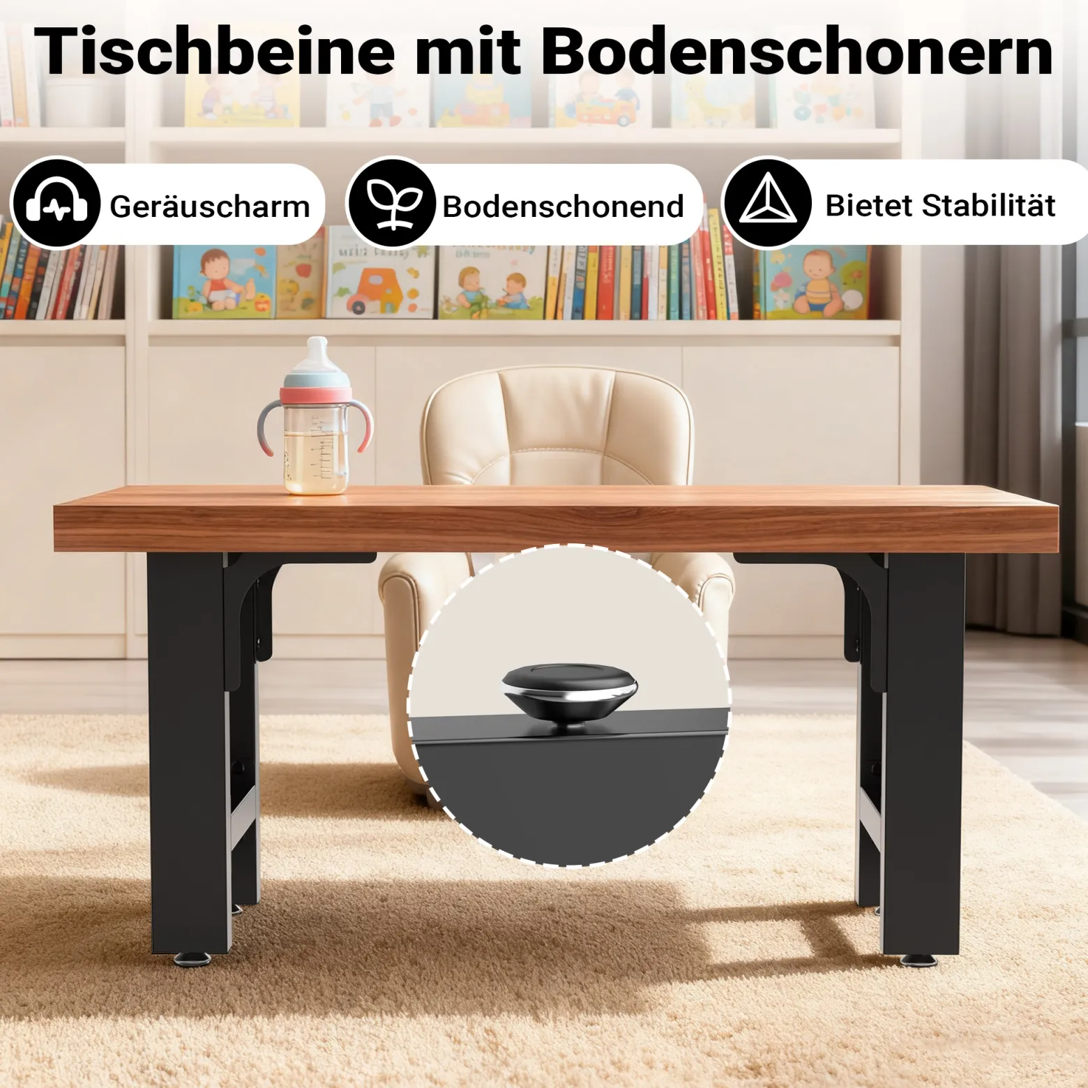 Wiltec Tischbeine aus lackiertem Stahl 2er Set 64x40cm Vierkantrohre pulverbeschichtet Tischkufen Tischgestell Tischuntergestell
