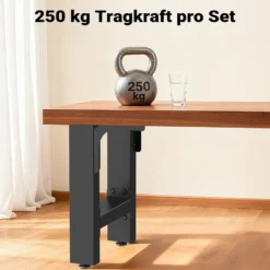 Wiltec Tischbeine aus Stahl 2er Set 70x72cm Vierkantrohre in schwarz pulverbeschichtet Tischkufen Tischgestell Tischuntergestell