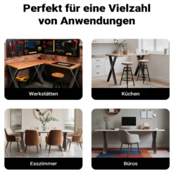 Wiltec Tischbeine 2er Set aus lackiertem Stahl klarlackbeschichtet im X-Profil 72x60cm Tischkufen Tischgestell Tischuntergestell in X Form